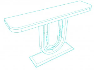 Mesa de console luxuosa em ouro e carv&atilde;o minimalista moderna Modelo 3D