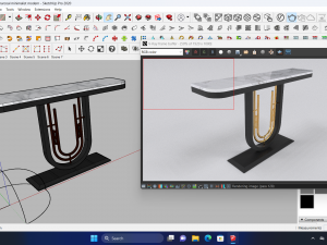 Luxury console table gold and charcoal minimalist modern 3D Model