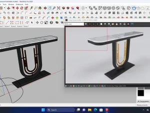 Mesa de console luxuosa em ouro e carv&atilde;o minimalista moderna Modelo 3D