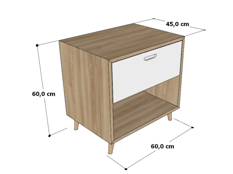Side table 1 drawer Modello 3D