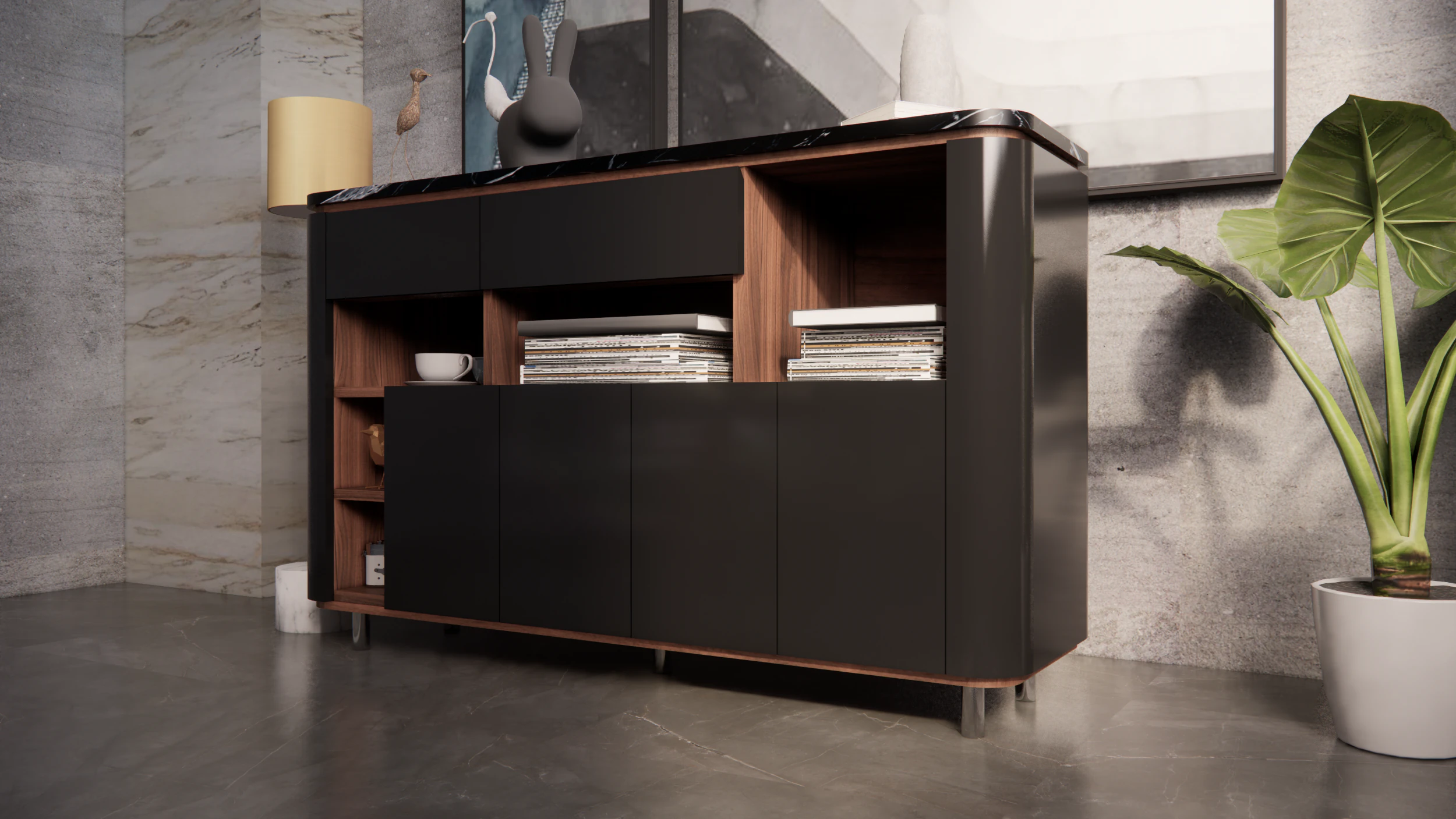 Buffet moderno e minimalista tropis Modelo 3D .c4d .max .obj .3ds .fbx .stl .blend