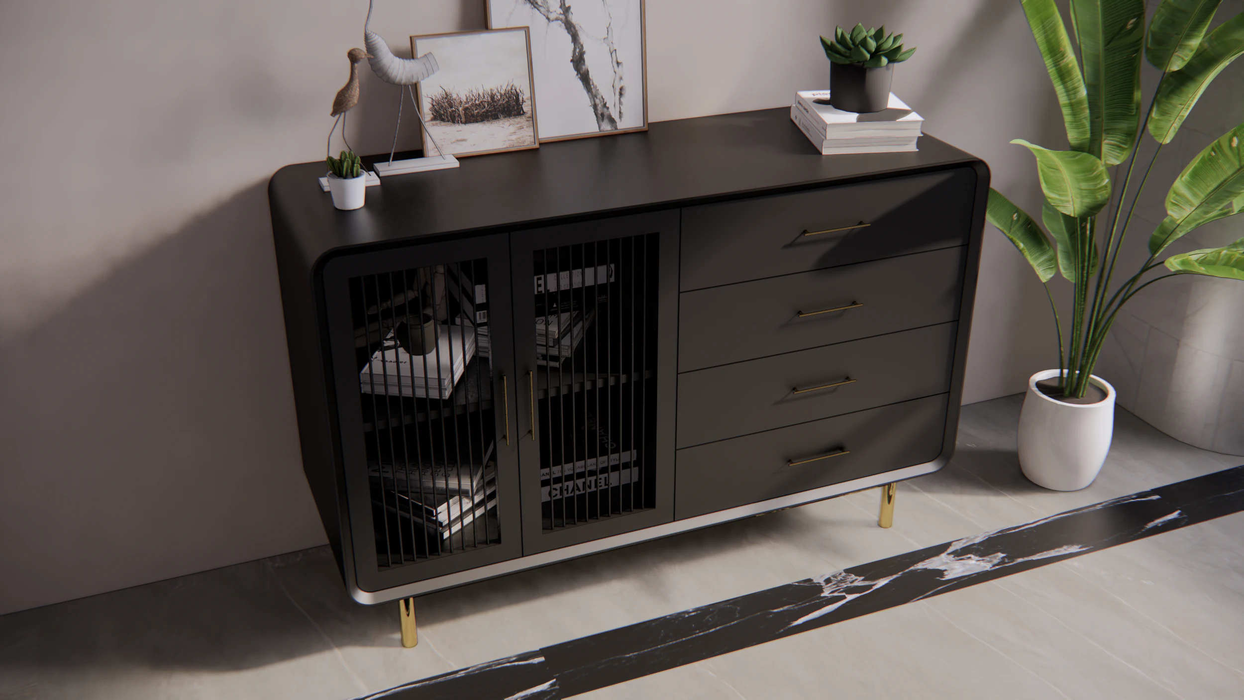 Фуршет мінімалістичний сучасний 3D Модель .c4d .max .obj .3ds .fbx .stl .blend 