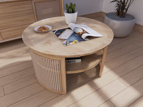 Coffee table rattan 3D Model