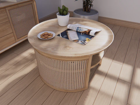 Coffee table rattan 3D Model