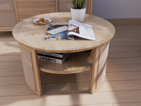 Coffee table rattan 3D Model