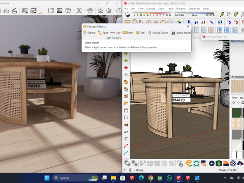 Coffee table rattan 3D Model