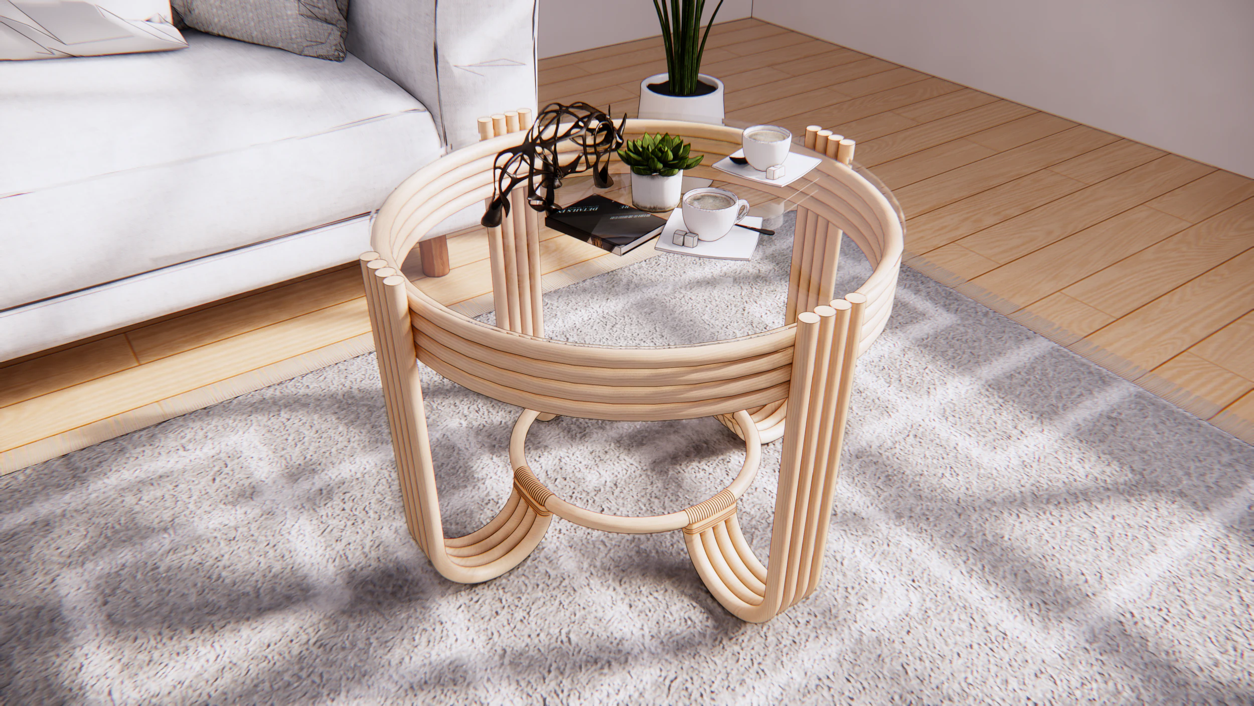 Coffee table jernang rattan 3D Model .c4d .max .obj .3ds .fbx .stl .blend