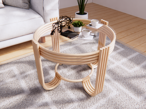 Coffee table jernang rattan 3D Model