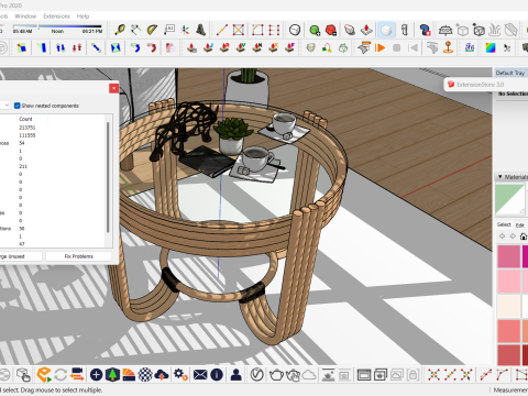 Coffee table jernang rattan 3D Model