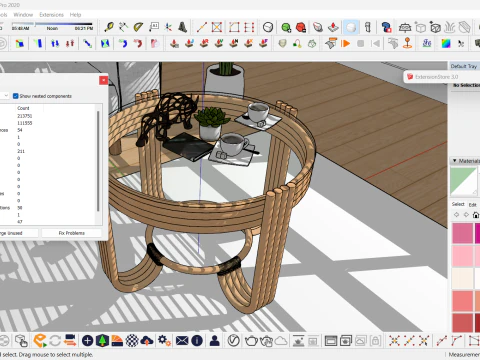 Coffee table jernang rattan 3D Model
