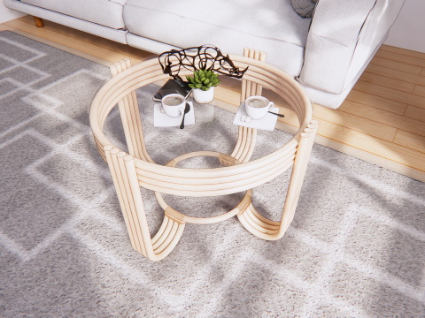 Coffee table jernang rattan 3D Model