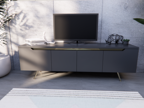 Tv Stand minimalist with accent stainless Model 3D