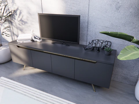 Tv Stand minimalist with accent stainless 3D Model