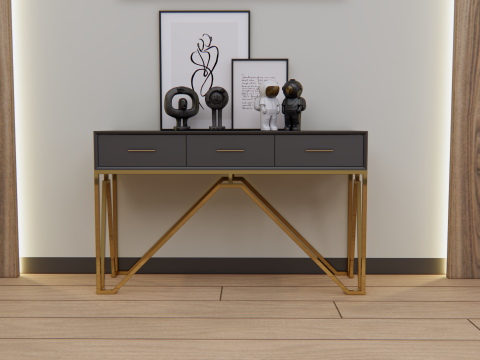 Console table minimalist with stainless legs 3D मॉडल