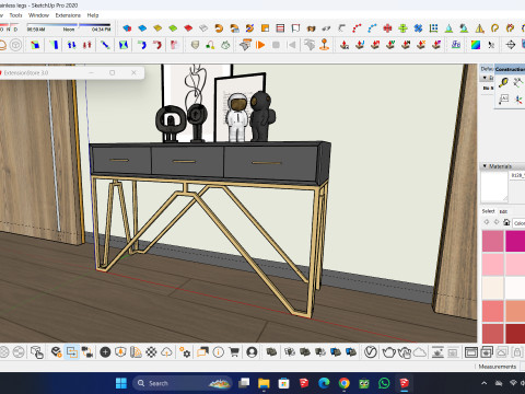Console table minimalist with stainless legs 3D Model