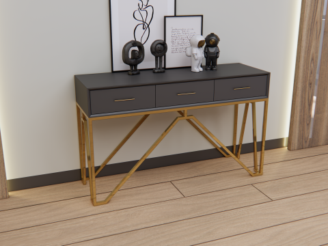 Console table minimalist with stainless legs 3D Model