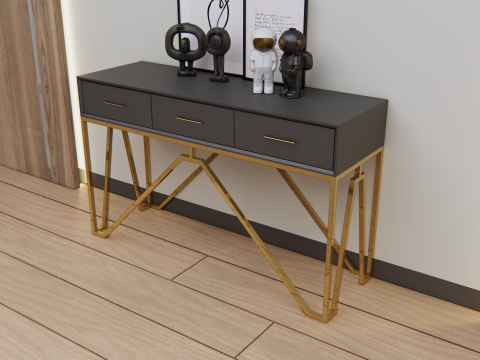 Console table minimalist with stainless legs 3D Model