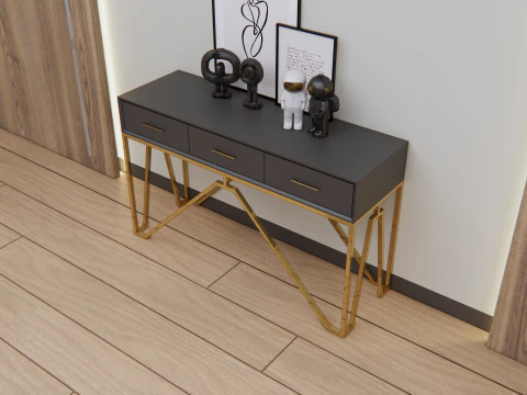 Console table minimalist with stainless legs 3D Model