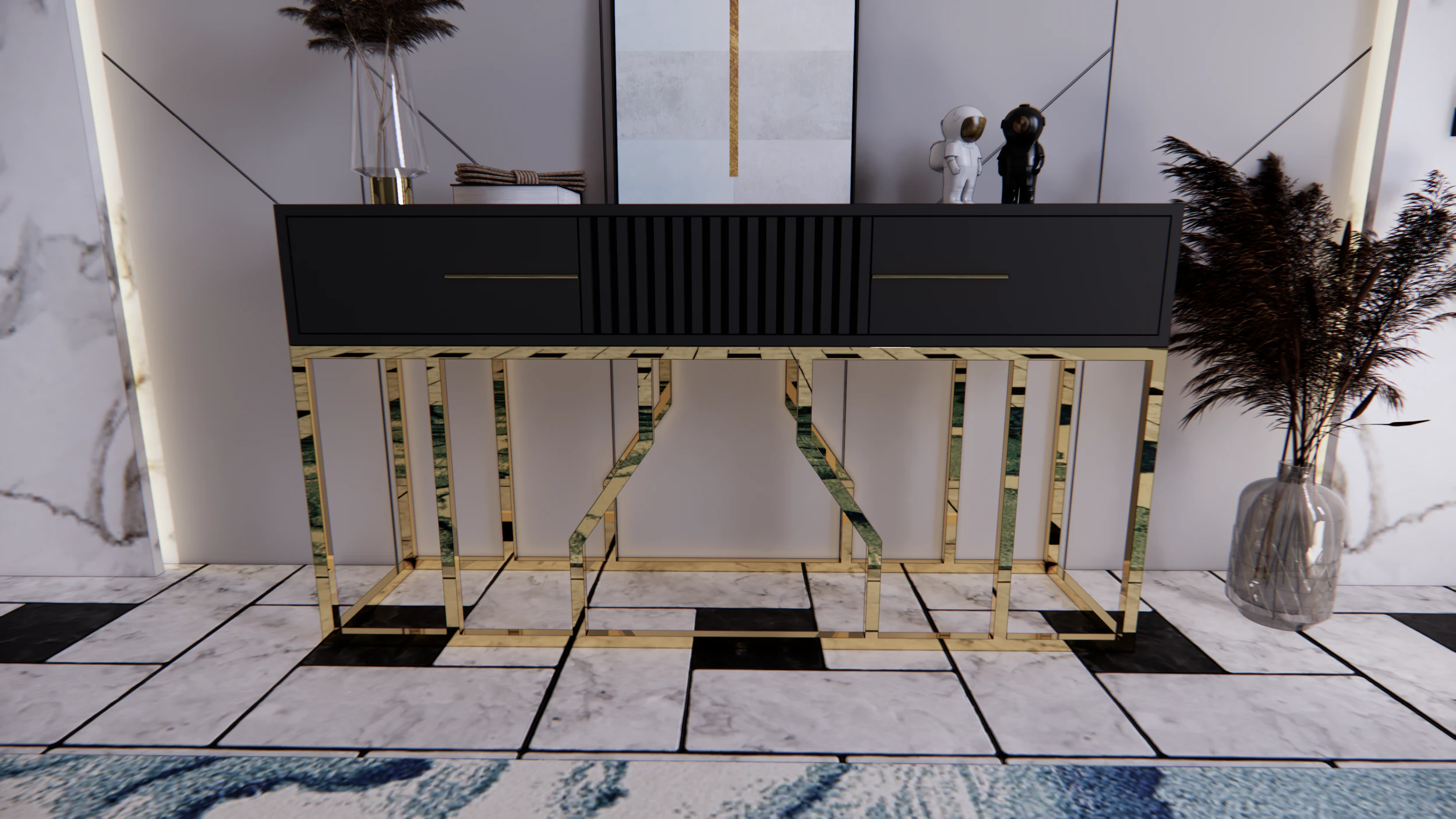 Console table minimalist 160x45x85 cm 3D Model .c4d .max .obj .3ds .fbx .stl .blend 