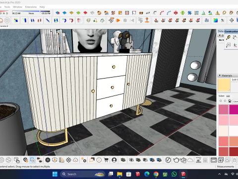 Buffet minimalist 2 doors 3 drawer 3D Model