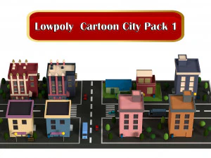 Paket Kota Kartun Lowpoly 1 Model 3D