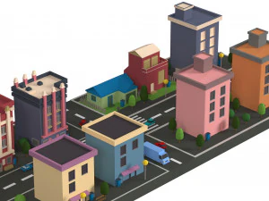Lowpoly Cartoon City Pack 1 3D Model