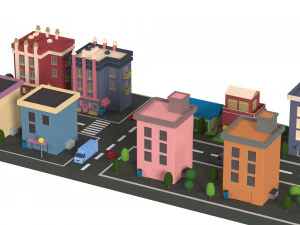 Lowpoly Cartoon City Pack 1 3D Model