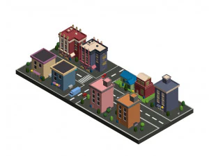 Lowpoly Cartoon City Pack 1 3D Model
