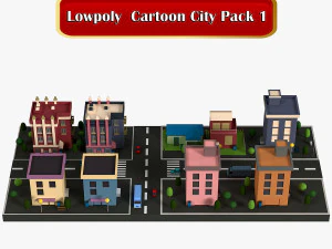 Lowpoly Cartoon City Pack 1 3D Model
