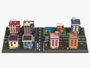 Lowpoly Cartoon City Pack 1 3D Model