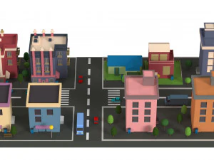 Lowpoly Cartoon City Pack 1 3D Model