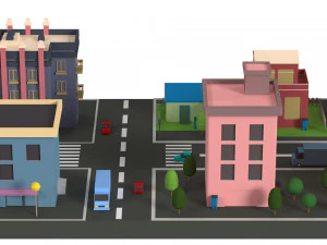 Lowpoly Cartoon City Pack 1 3D Model
