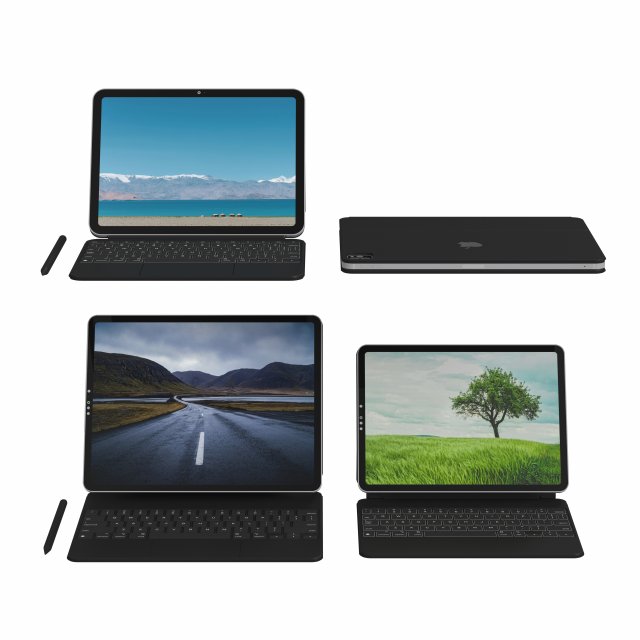 Ipad pro with keyboard Collection Modello 3D .c4d .max .obj .3ds .fbx .stl .blend 