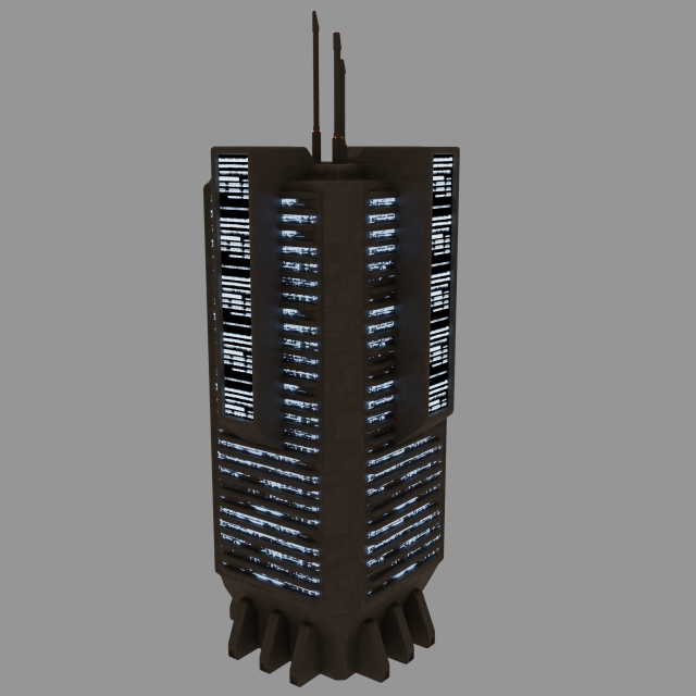 Cyber Tower 3D Model .c4d .max .obj .3ds .fbx .stl .blend 