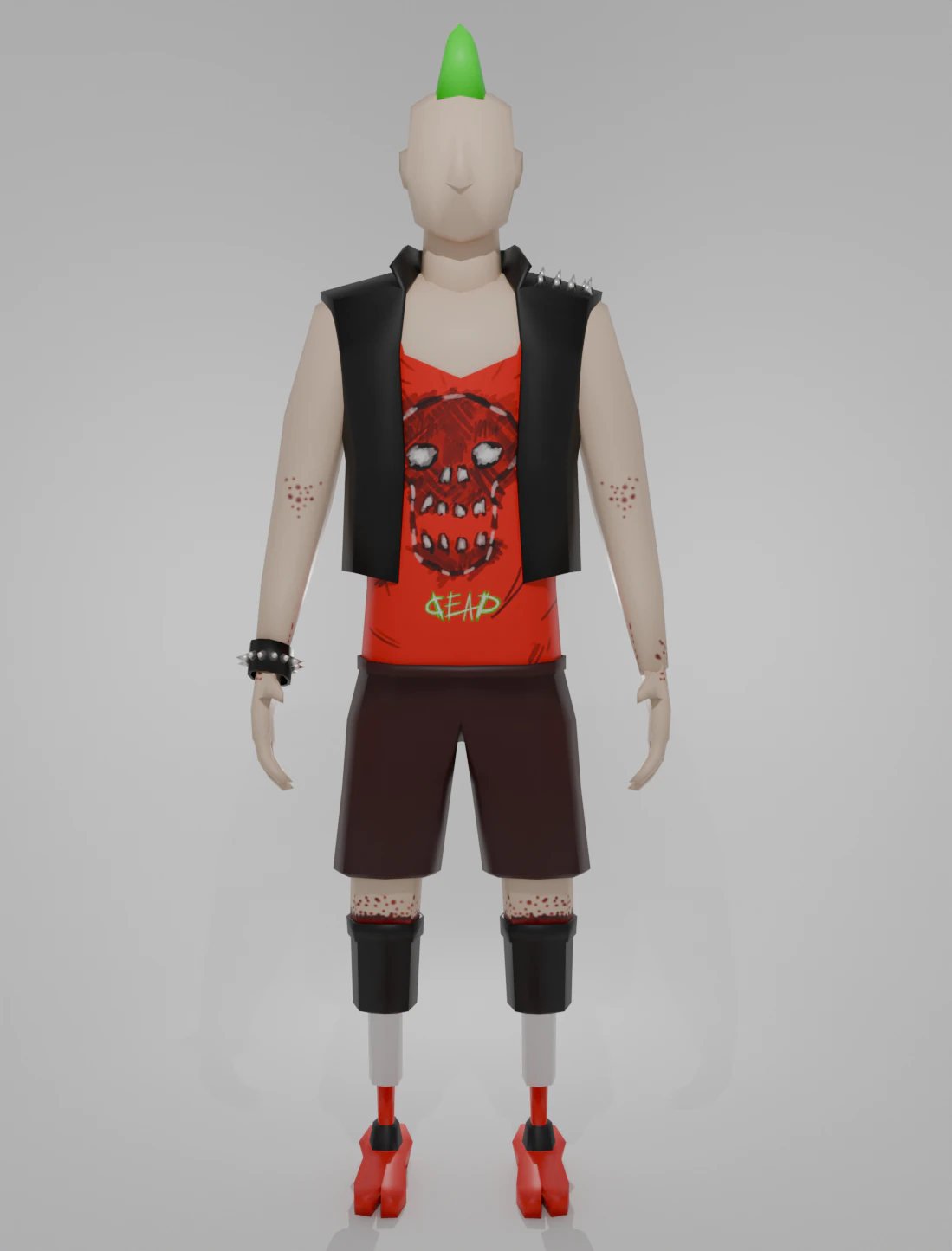 Uno punk from game Rampage 3D Model .c4d .max .obj .3ds .fbx .stl .blend