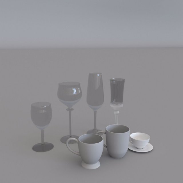 Glasses and mugs 3Dモデル .c4d .max .obj .3ds .fbx .stl .blend