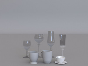 Glasses and mugs 3Dモデル