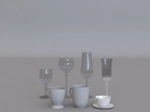 Glasses and mugs 3D Model