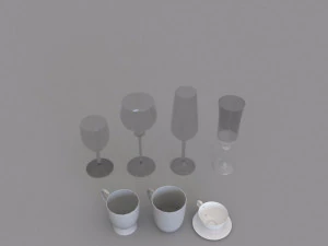 Glasses and mugs 3D Model