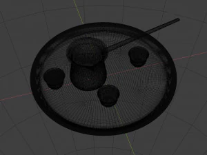 Turkish coffee pot and cups 3D Model