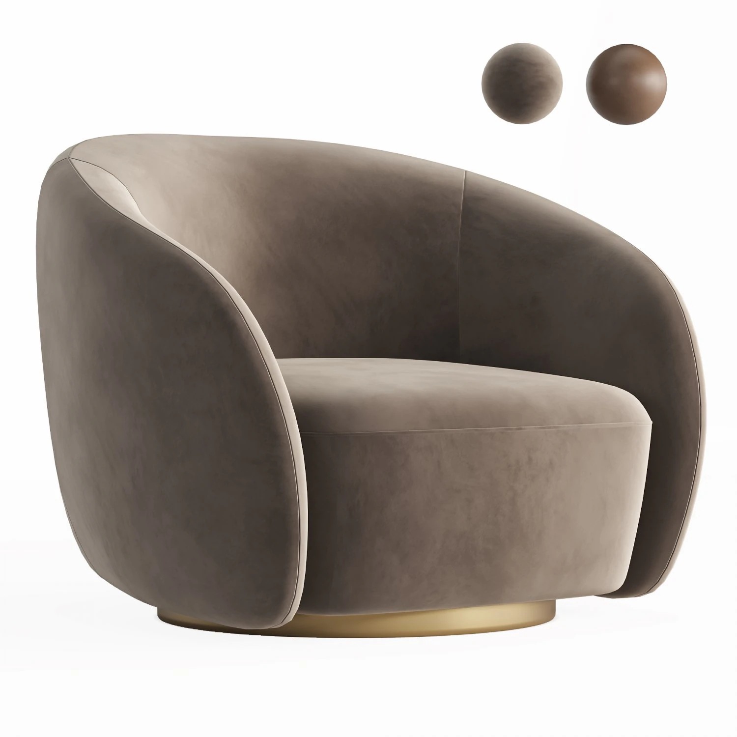 EICHHOLTZ Swivel Armchair BRICE Boucle Cream 3D Model .c4d .max .obj .3ds .fbx .stl .blend