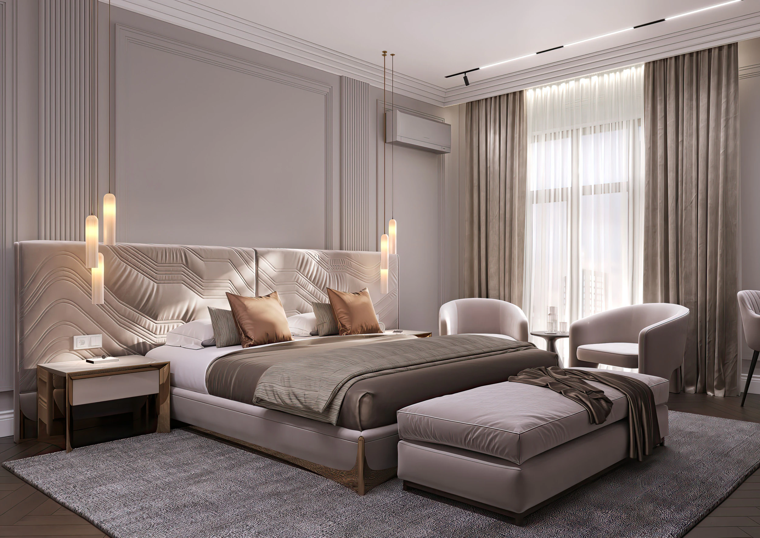 Neo Classic Bedroom 3D Model .c4d .max .obj .3ds .fbx .stl .blend 