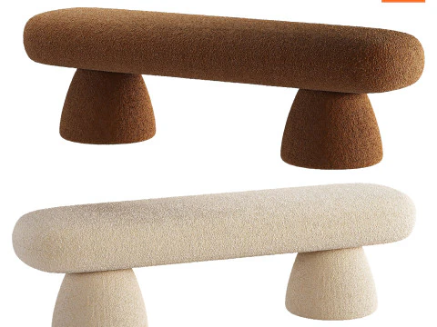 덮개를 씌운 현대 침실 벤치 3D 모델