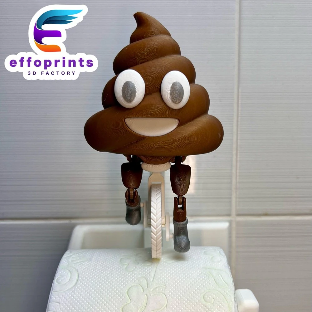 Poop Emoji Riding On Toilet Paper Holder Gadget 3D Print Model .c4d .max .obj .3ds .fbx .stl .blend 