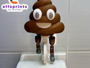 Emoji de coc&ocirc; andando em um dispositivo de suporte de papel higi&ecirc;nico Modelo de Impressão 3D