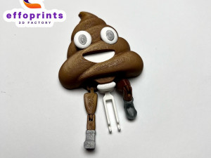 Poop Emoji Riding On Toilet Paper Holder Gadget Model Cetak 3D