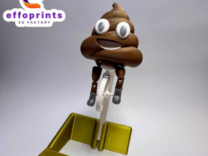 Poop Emoji Riding On Toilet Paper Holder Gadget Model Cetak 3D