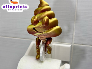 Poop Emoji Riding On Toilet Paper Holder Gadget Model Cetak 3D