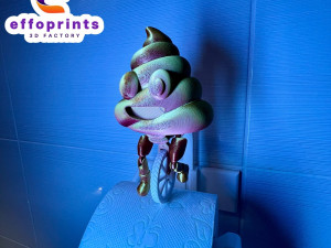Poop Emoji Riding On Toilet Paper Holder Gadget Model Cetak 3D