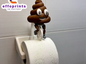Poop Emoji Riding On Toilet Paper Holder Gadget Model Cetak 3D